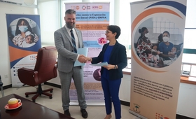 Signing of the MoU agreement between UNFPA R.R. Ms. Hind Jalal and SOS National Director Mr. José Galey.